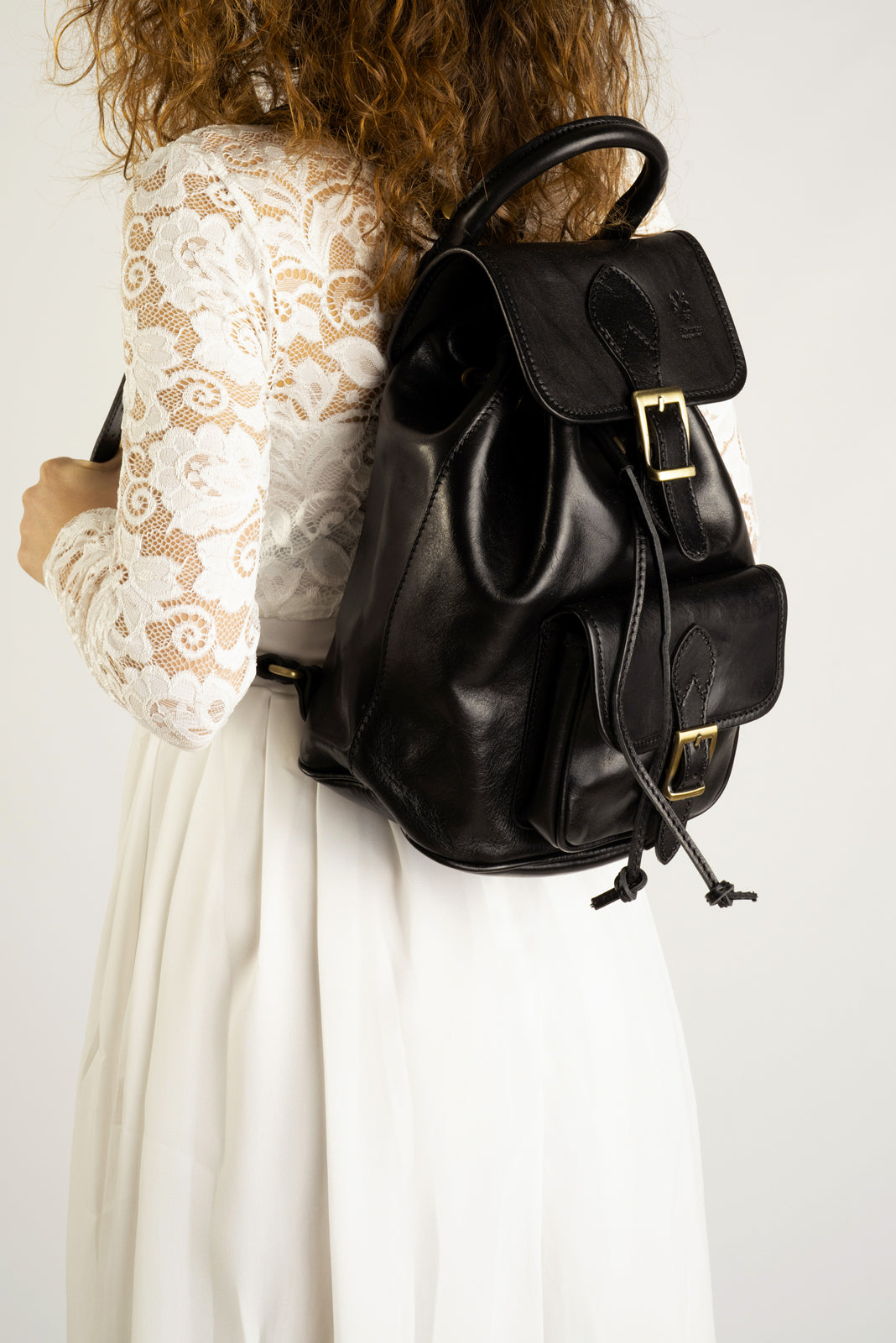 Leather Backpack 1022 - Black