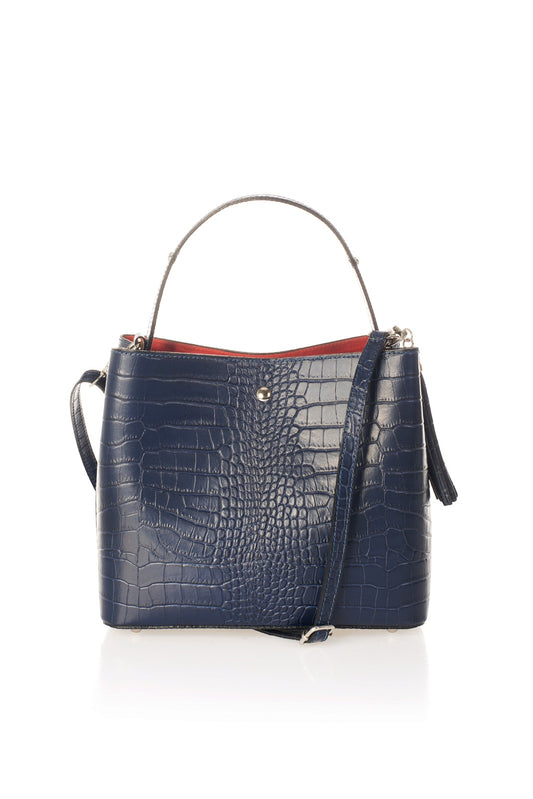 SCARLET Leather Top Handle Bag - Blue