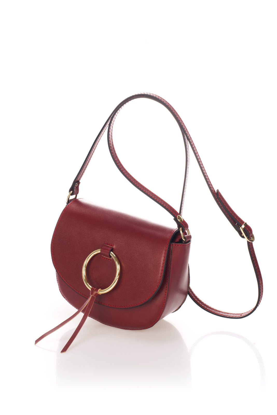 Leather Shoulder Bag 8058 - Red
