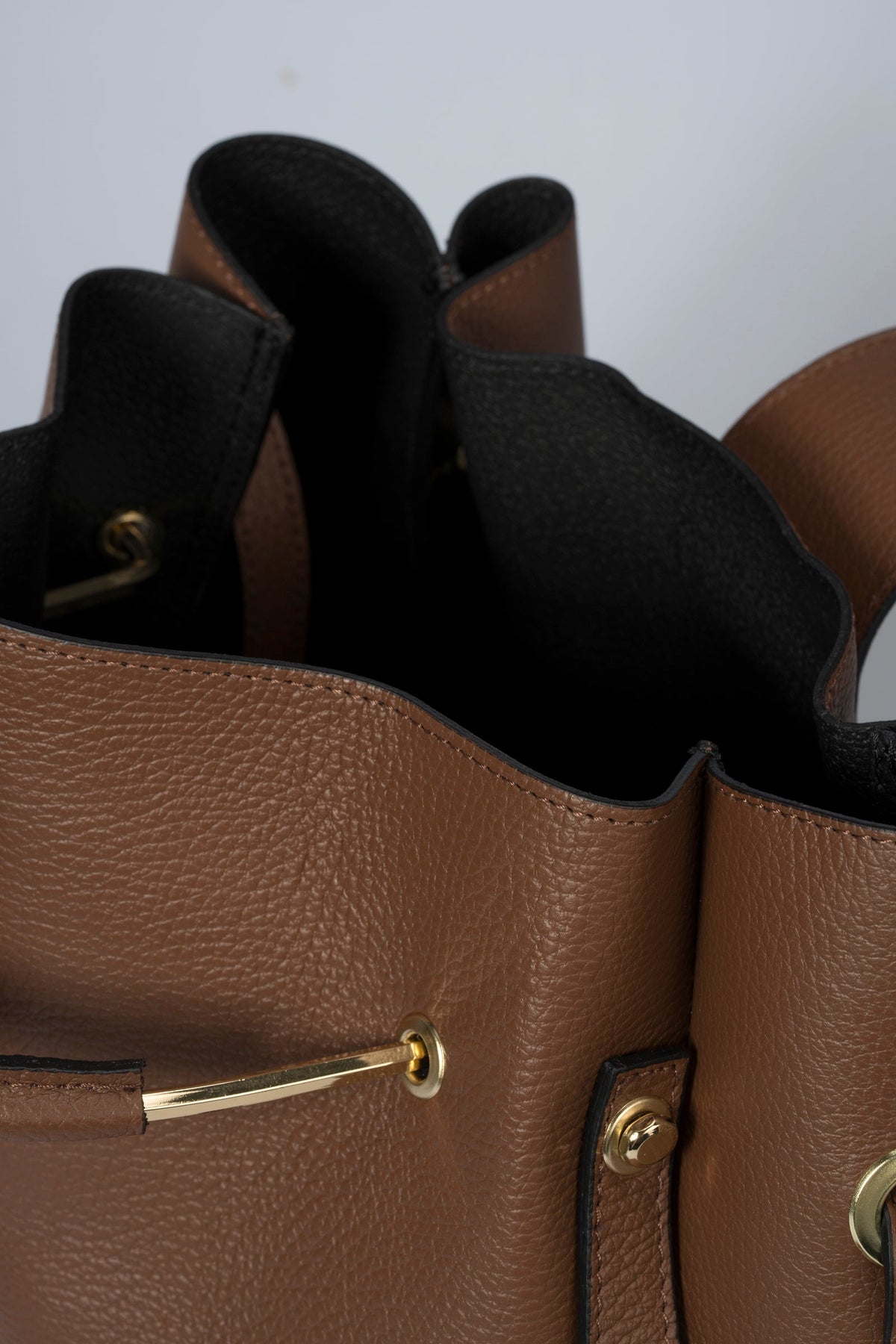 DIONE Leather Top Handle Bag - Brown