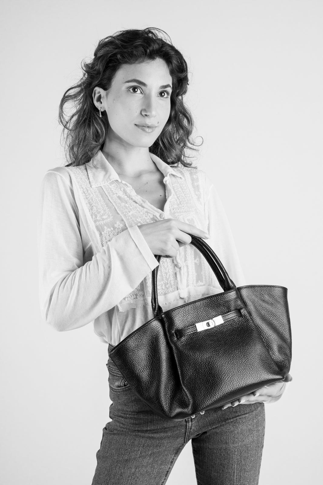 Leather Top Handle Bag 6426 - Fuxia
