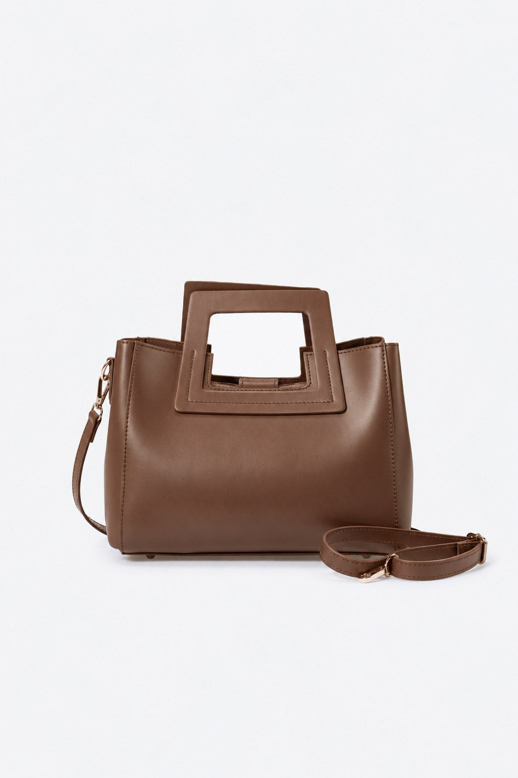 ANTHEA Leather Top Handle Bag - Brown