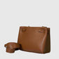 CAMILLE Leather Top Handle Bag - Cognac