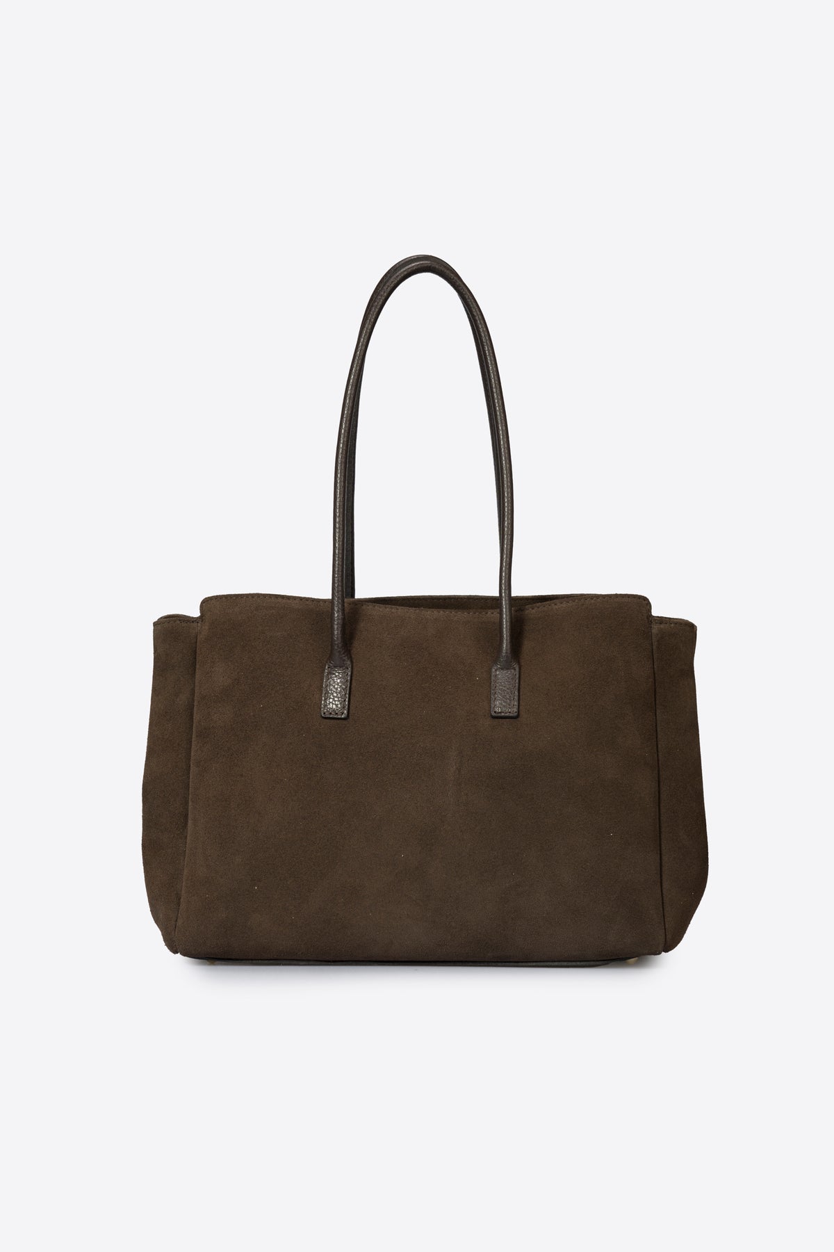 ZELIE Leather Top Handle Bag - Dark Brown