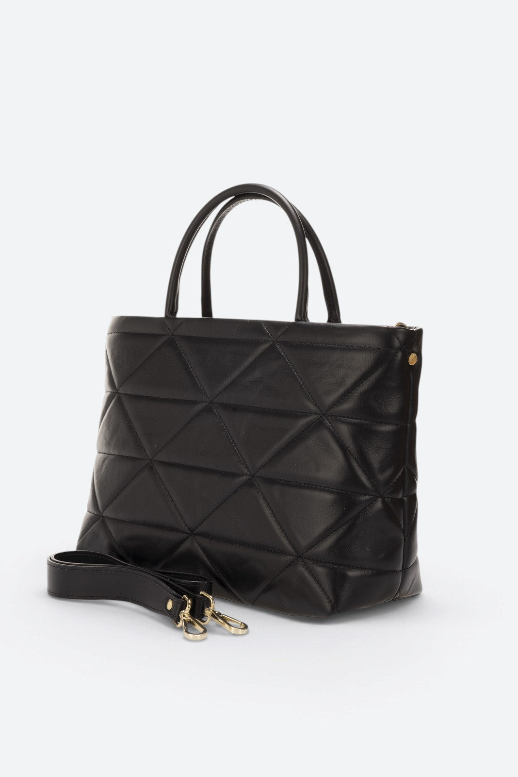 GINEVRA Leather Top Handle Bag - Black