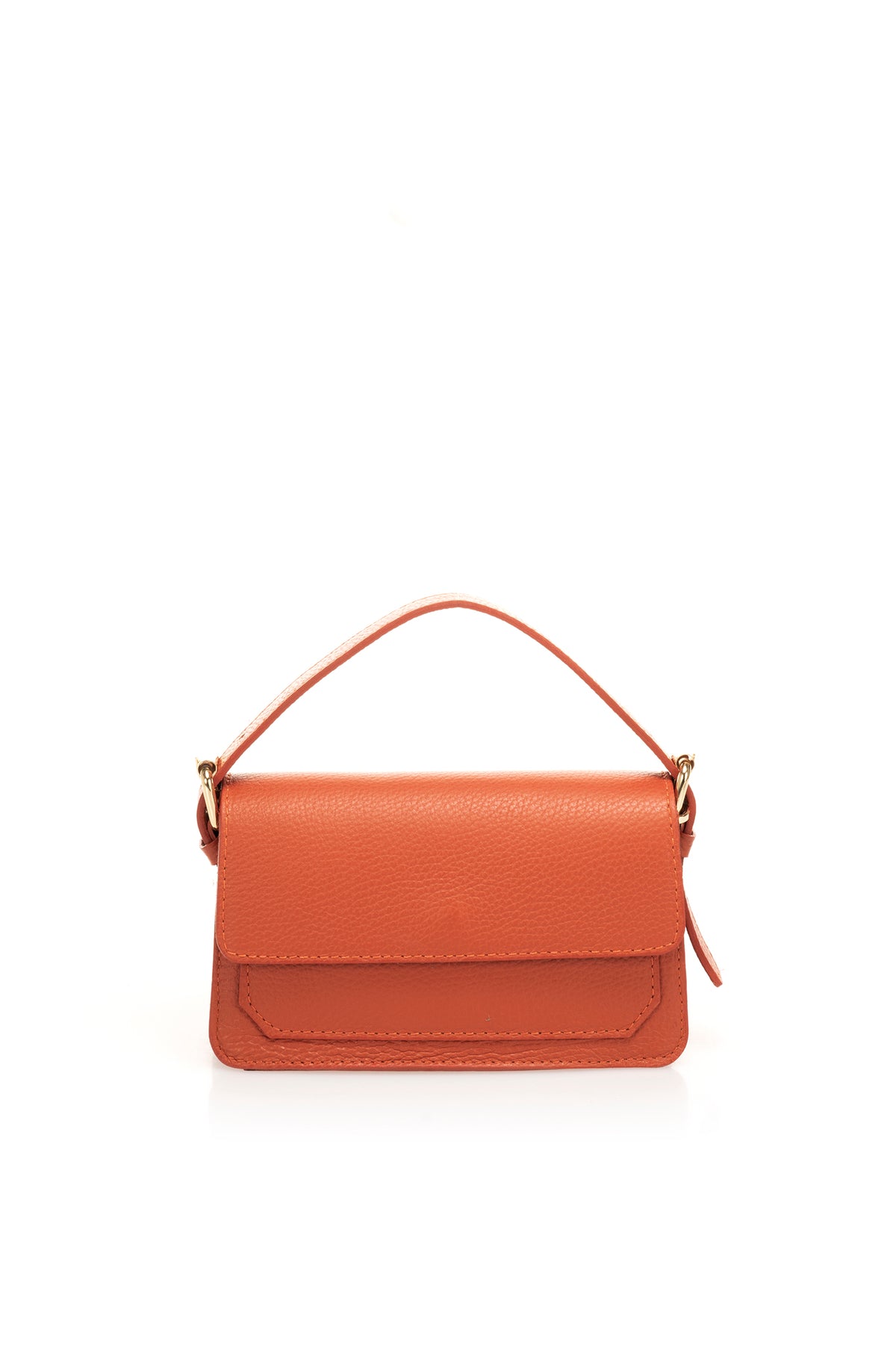 Leather Top Handle Bag 4056 - Orange