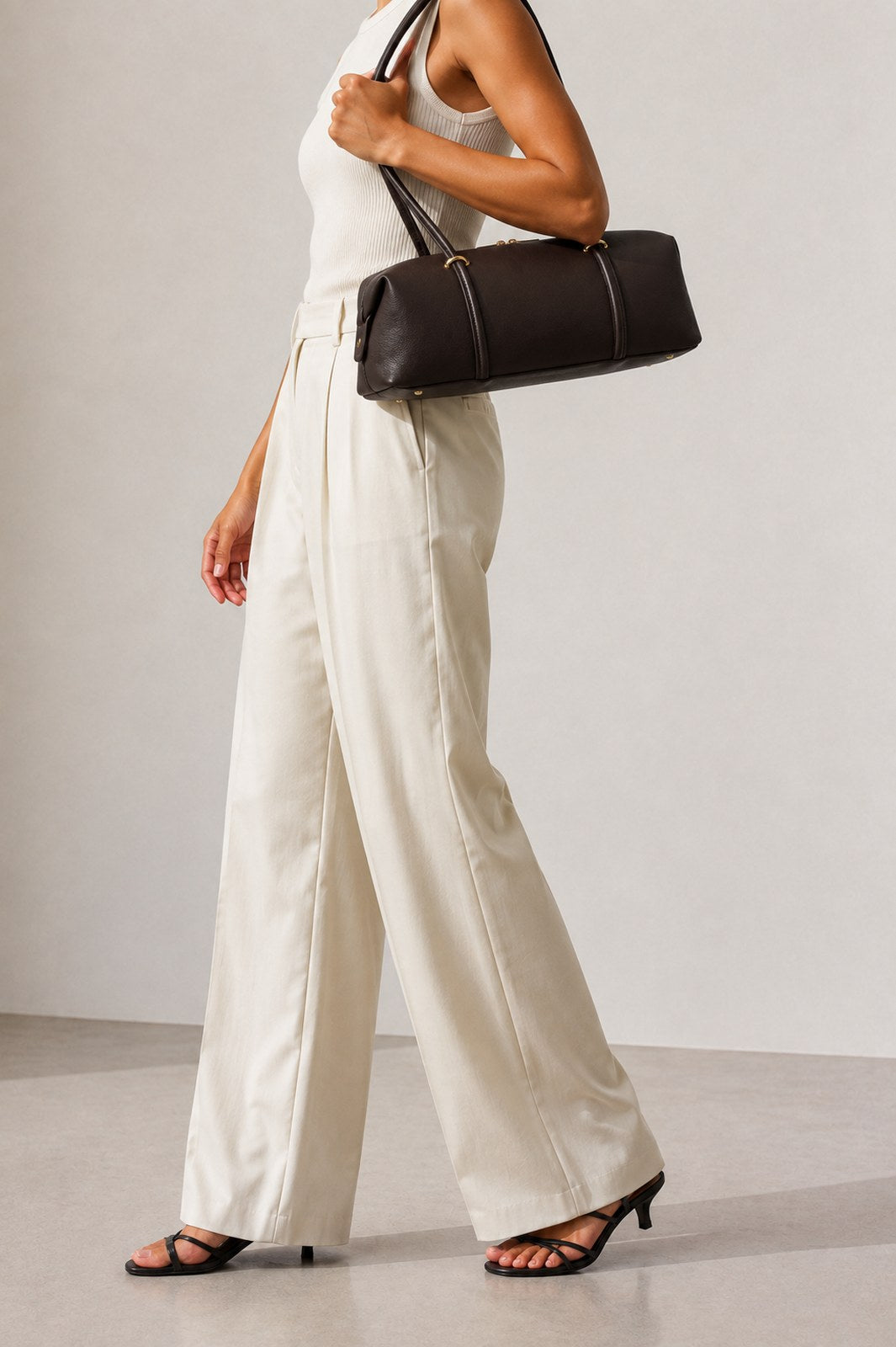 LIORA Leather Shoulder Bag - Dark Brown