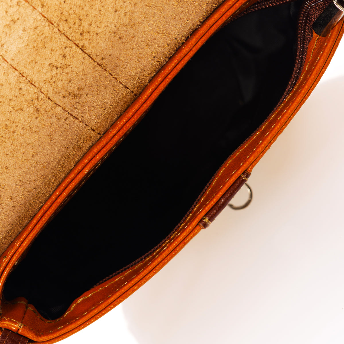 Leather Top Handle Bag 8015 - Cognac