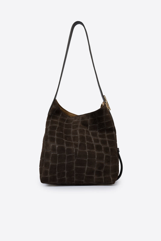 PENELOPE Leather Top Handle Bag - Dark Brown