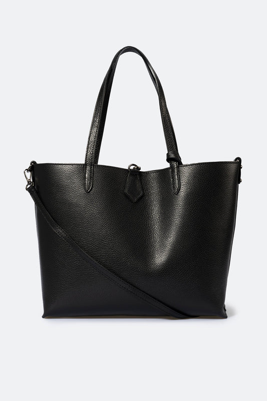 NIOBE Leather Tote Bag - Black