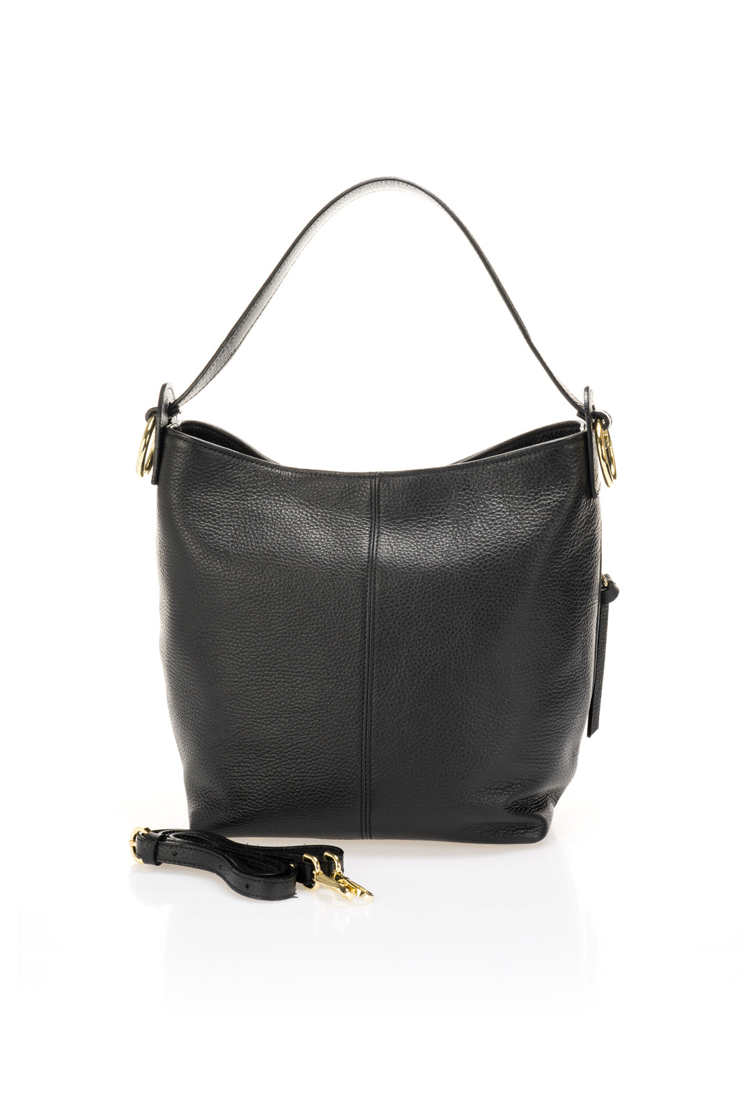 Leather Top Handle Bag 1256 - Black