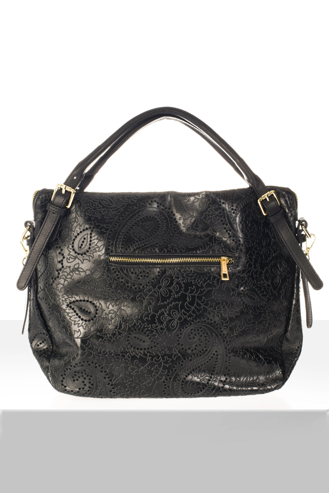 Leather Top Handle Bag 1262 - Black