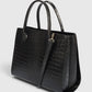 CASSANDRA Leather Top Handle Bag - Black
