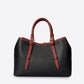 TESS Leather Top Handle Bag - Black+Bordo