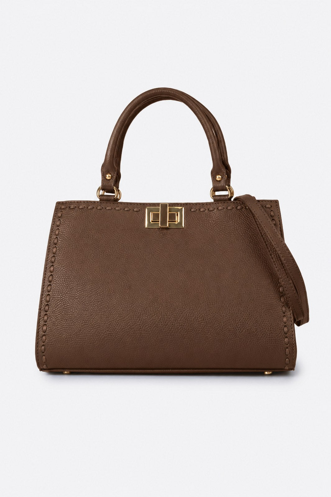 LIDIA Leather Top Handle Bag - Brown