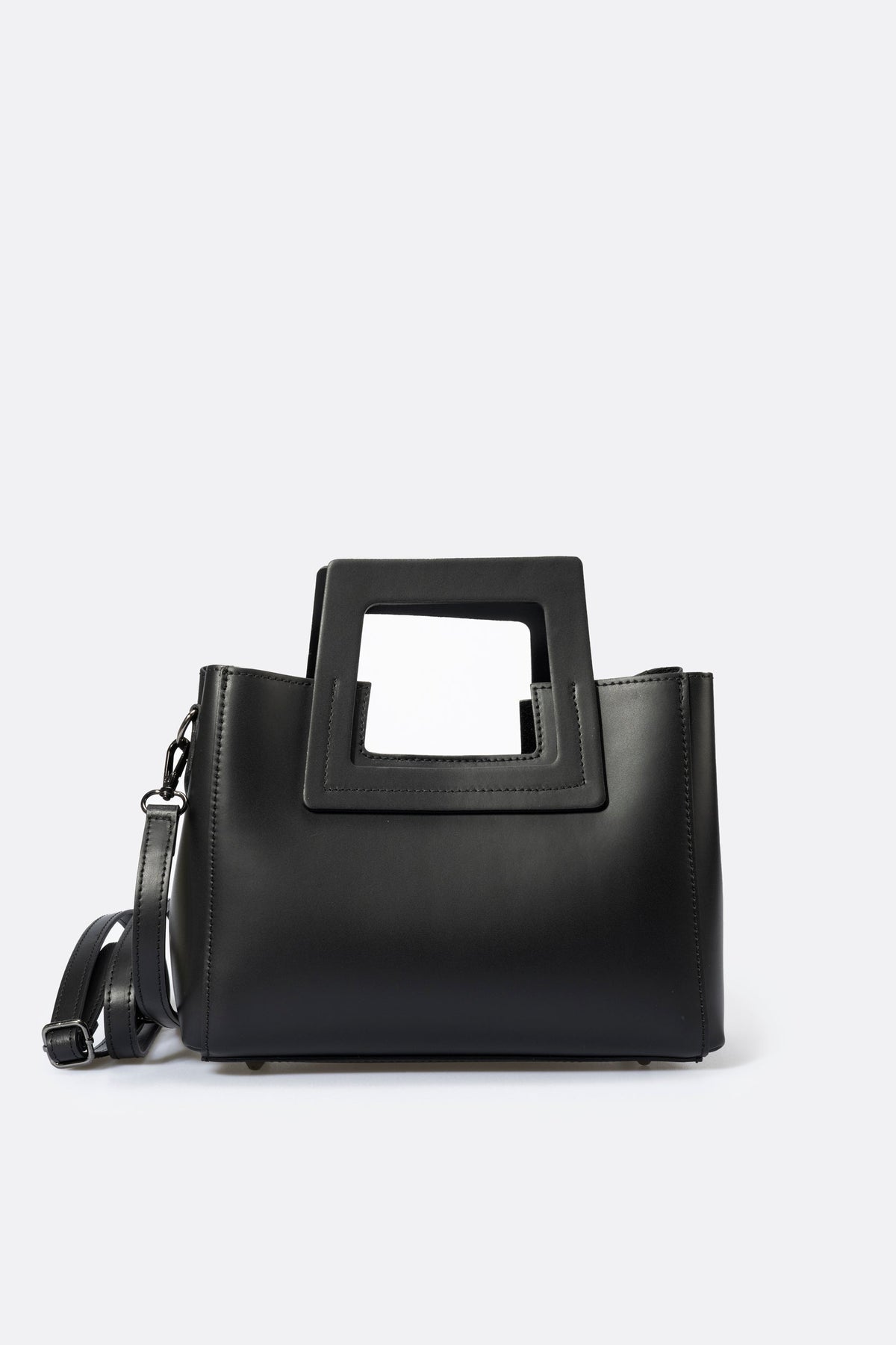 ANTHEA Leather Top Handle Bag - Black