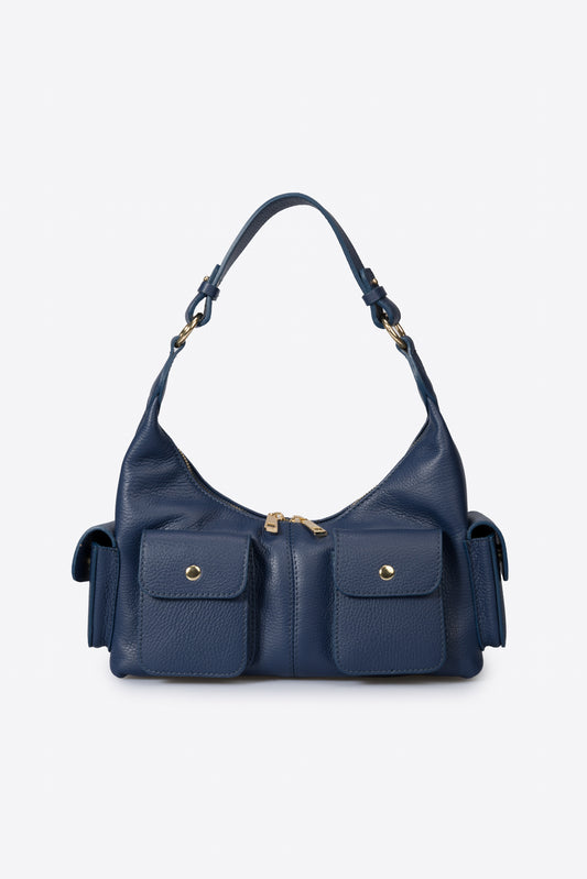 LOUISE Leather Top Handle Bag - Blue