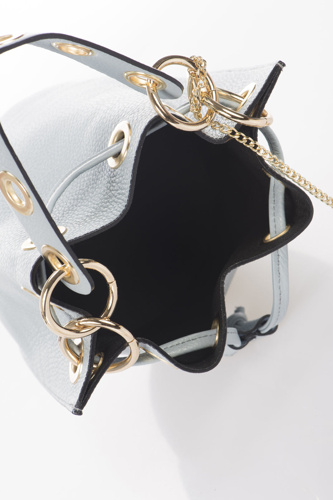 Leather Bucket Bag 5549 - Mineral Blue