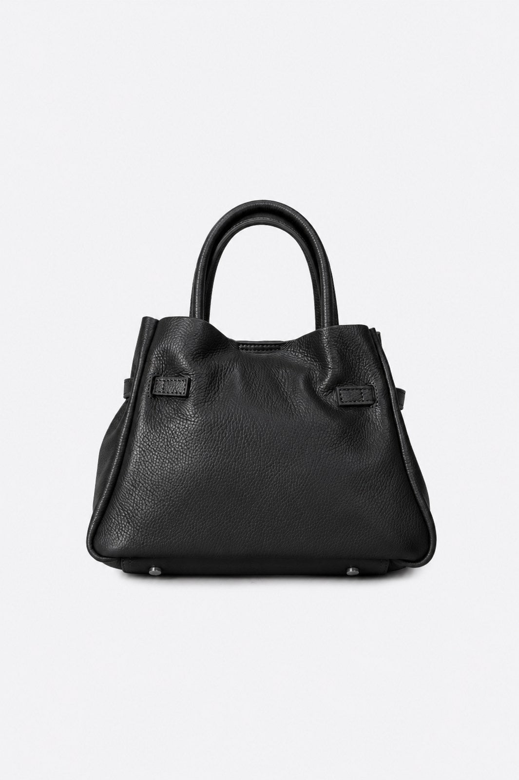 MIRANDA Leather Top Handle Bag - Black