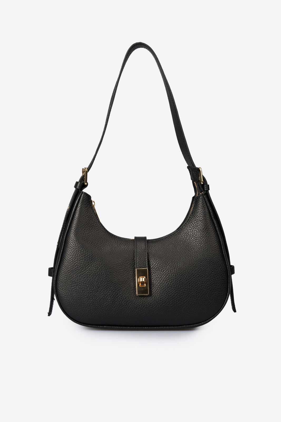 PORZIA Leather Top Handle Bag - Black