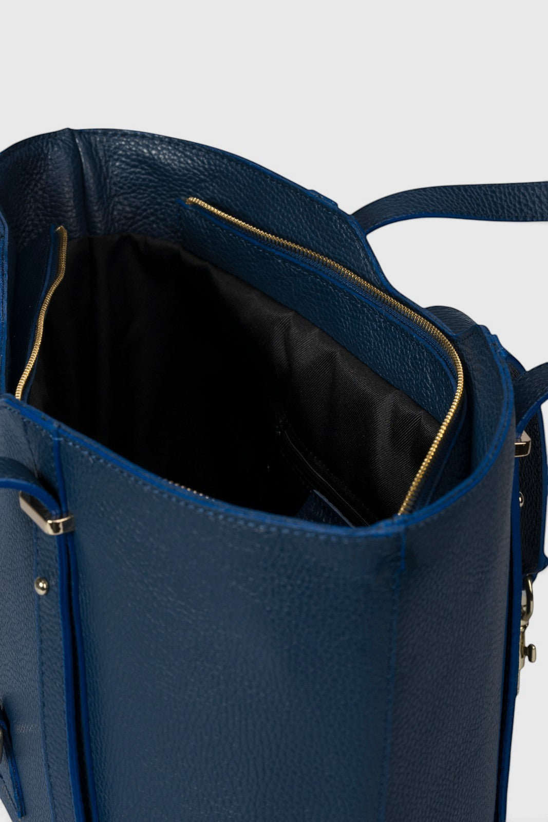 RAINA Leather Top Handle Bag - Blue