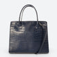 CASSANDRA Leather Top Handle Bag - Navy