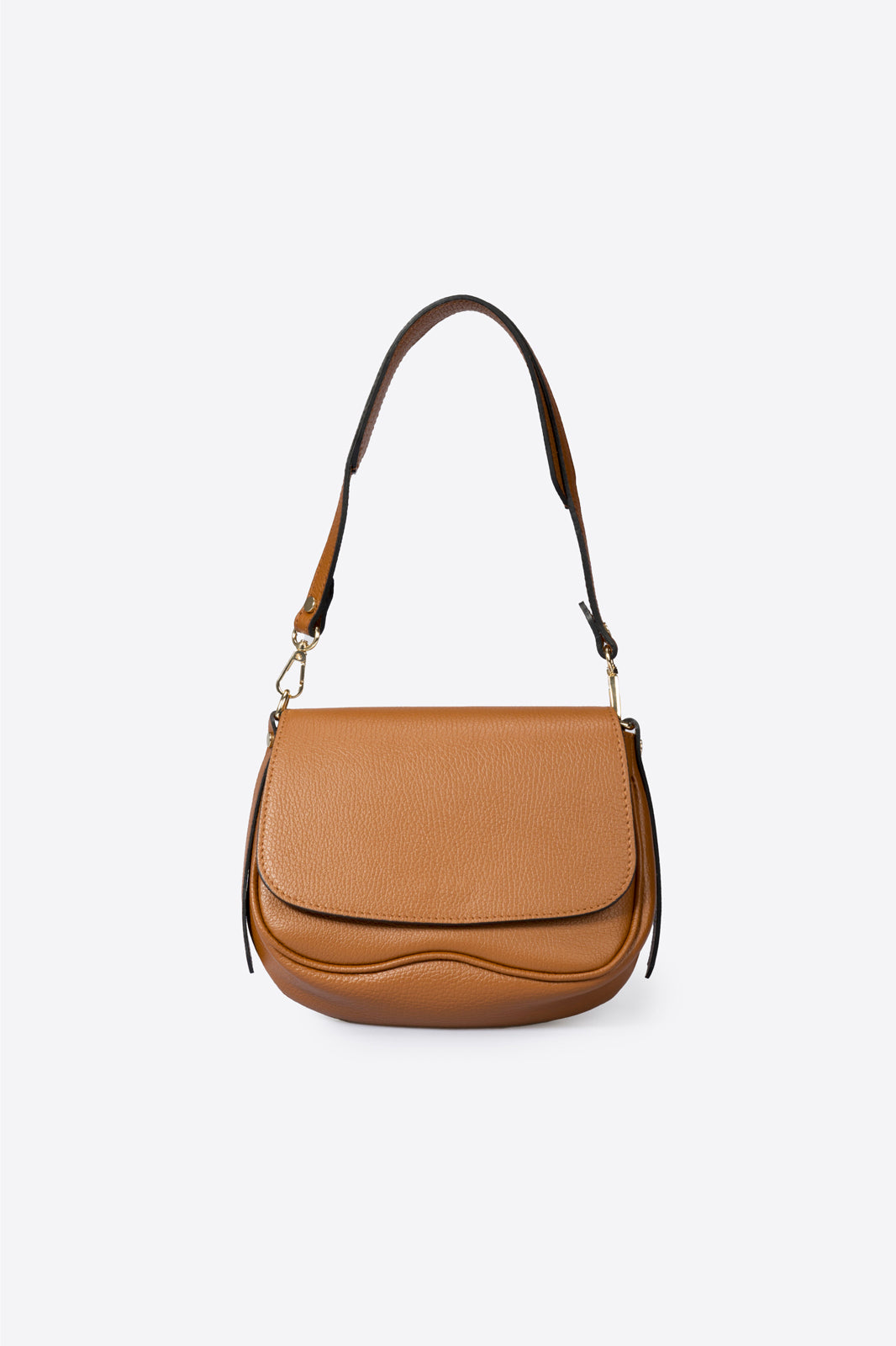 ALEXIA Leather Shoulder Bag - Cognac