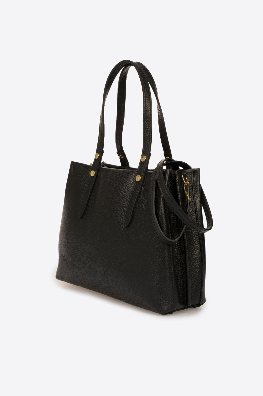 BIANCA Leather Top Handle Bag - Black