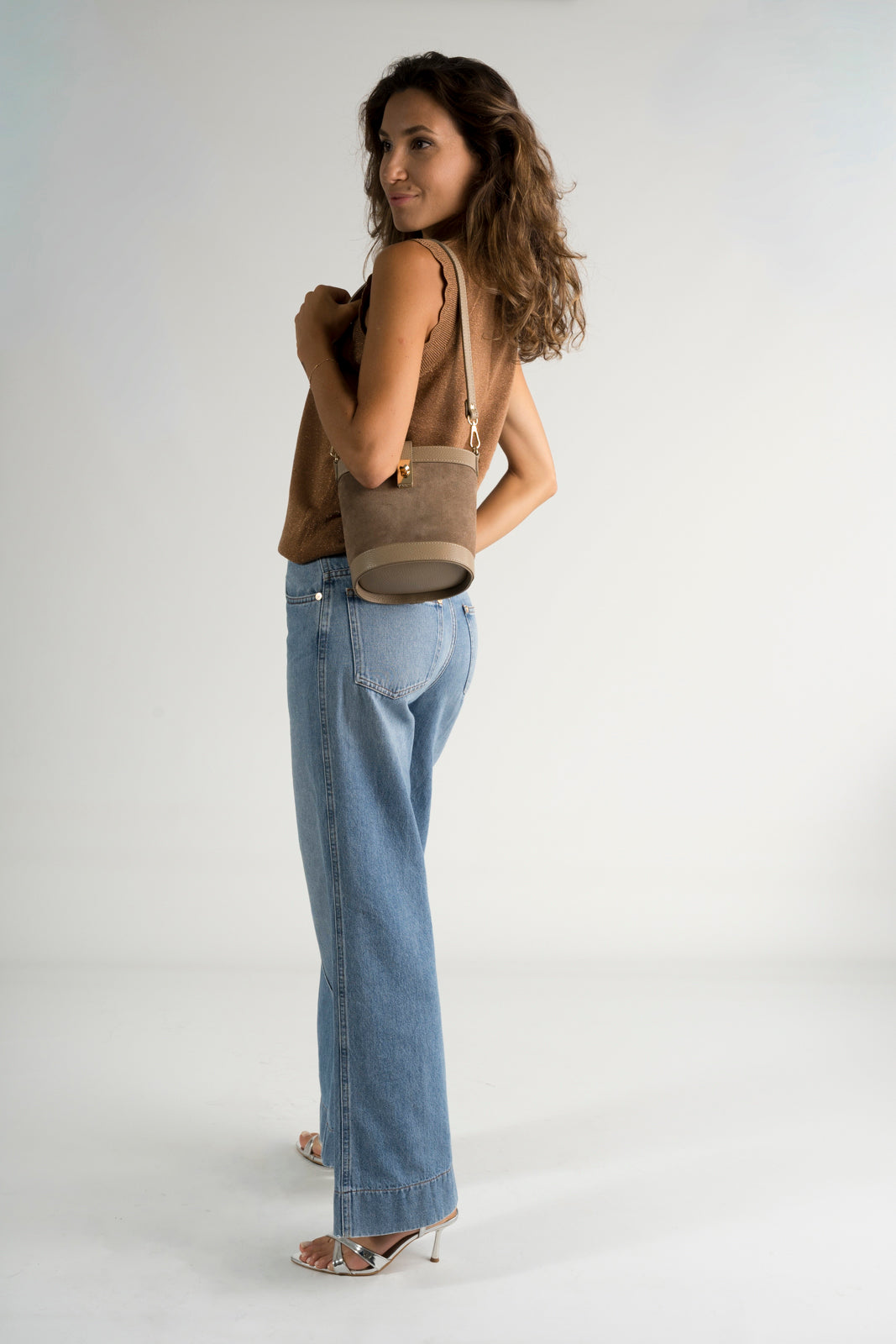 SIBILLA Leather Top Handle Bag - Taupe