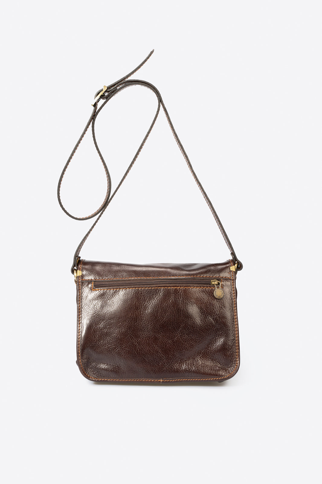 Leather Top Handle Bag 8037 - Dark Brown
