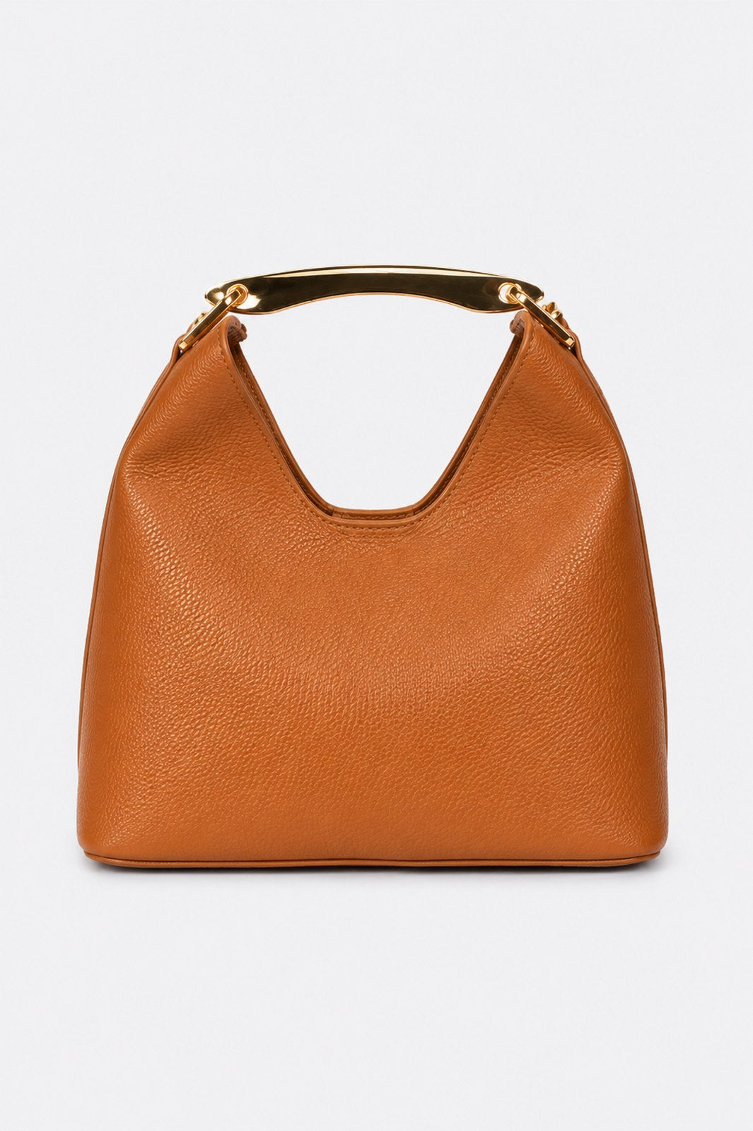 AGNES Leather Top Handle Bag - Cognac