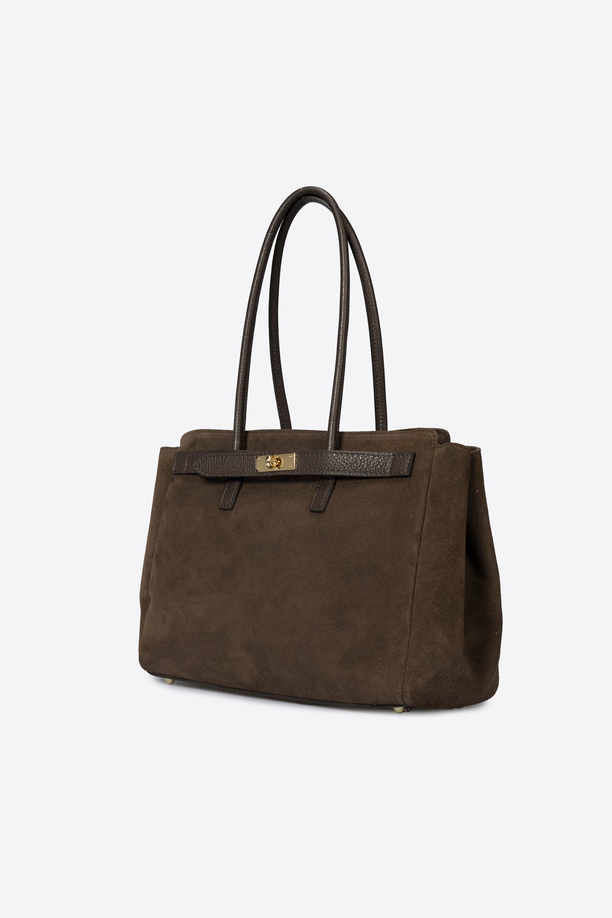 ZELIE Leather Top Handle Bag - Dark Brown