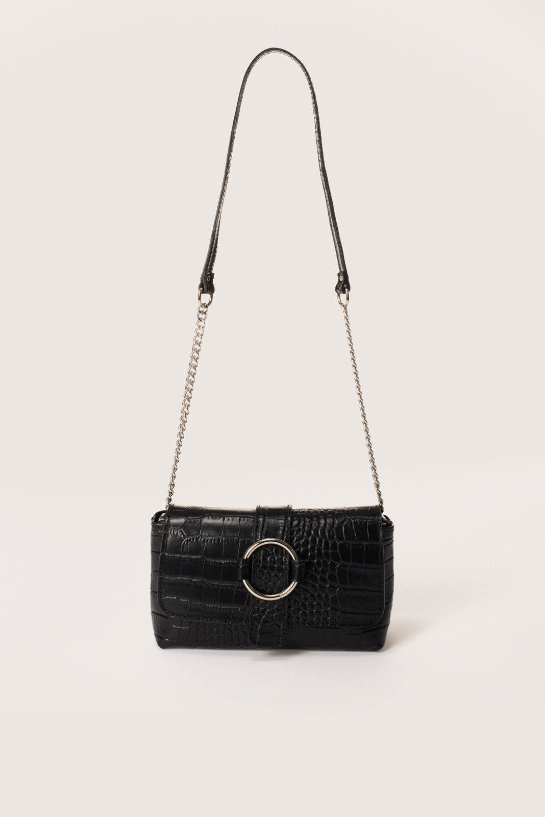Leather Crossbody Bag 3434 - Black