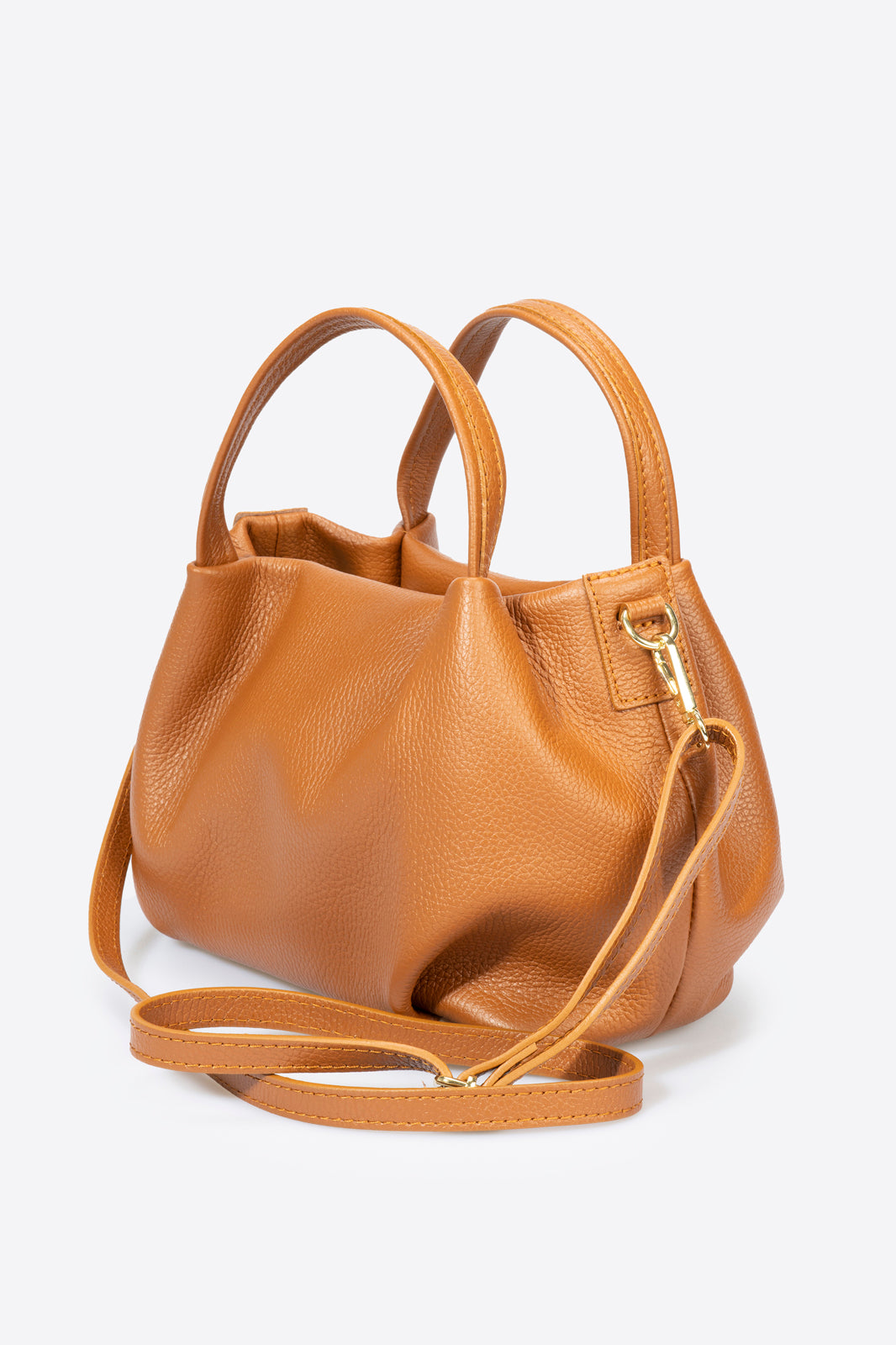 MAYA Leather Top Handle Bag - Cuoio