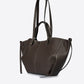 ODETTE Leather Top Handle Bag - Dark Brown