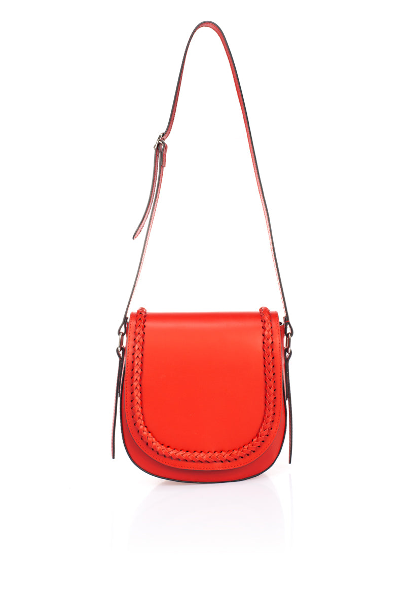 Leather Crossbody Bag 2810 - Red