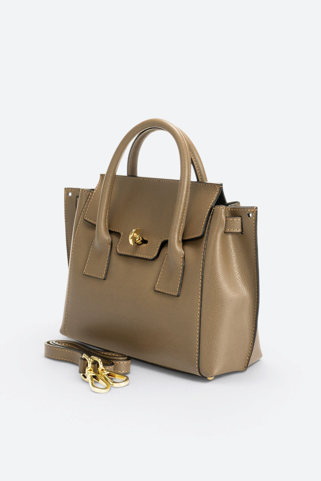 RUTH Leather Top Handle Bag - Fango