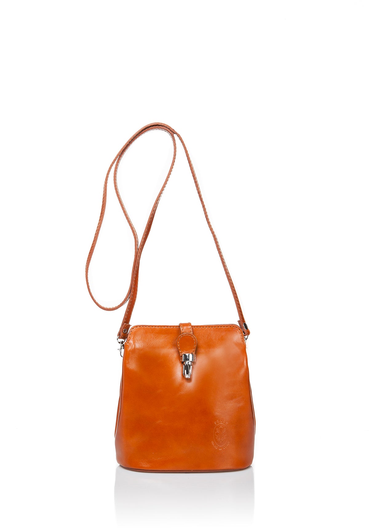 Leather Crossbody Bag 8358 - Cognac