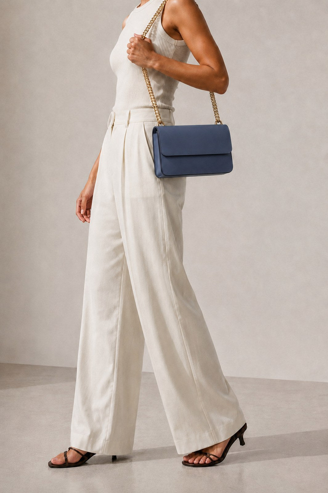 CALLIE Leather Crossbody Bag - Blue
