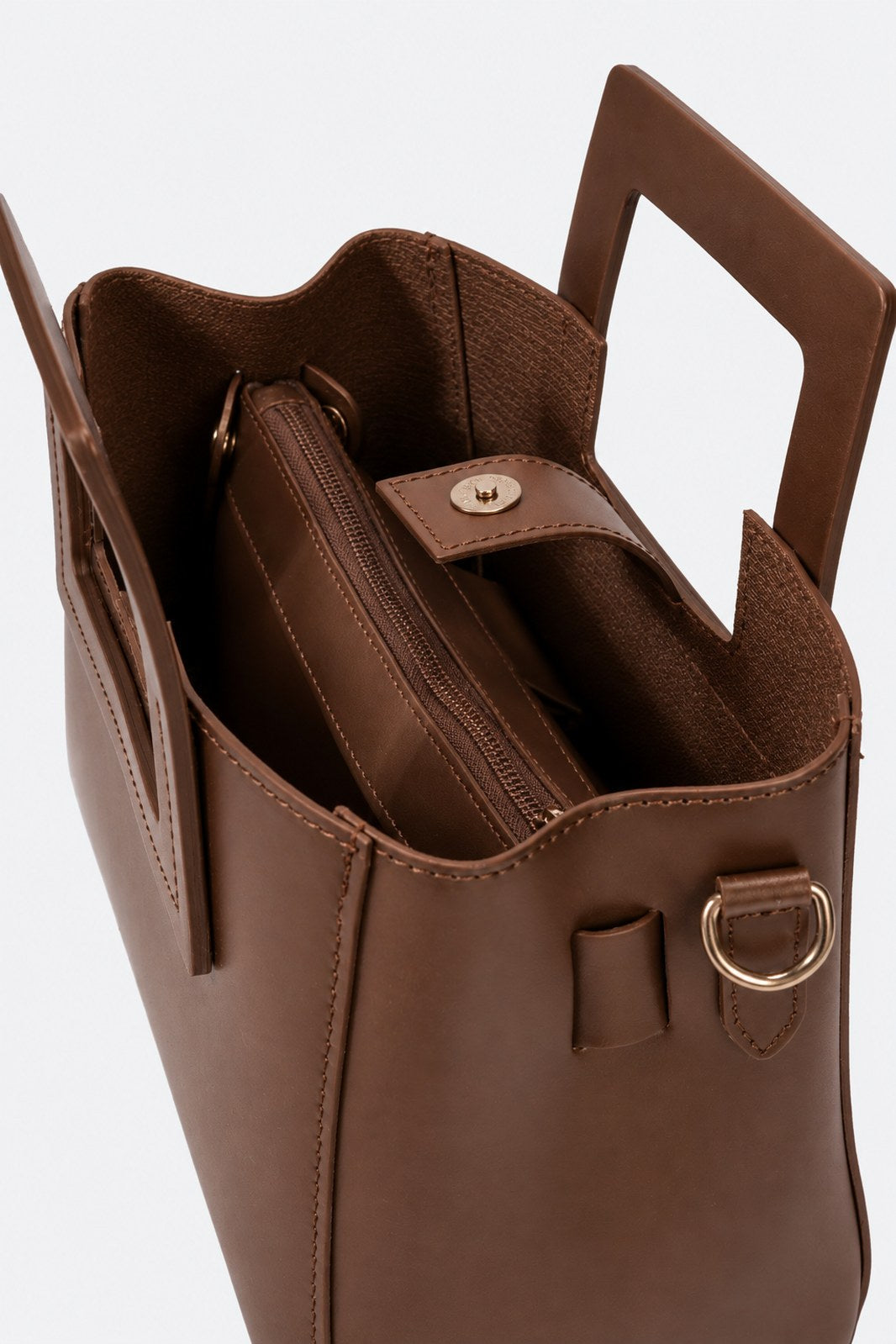 ANTHEA Leather Top Handle Bag - Brown