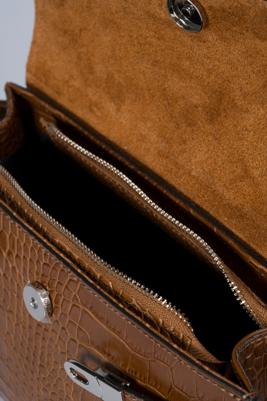 LEA Leather Top Handle Bag - Cognac