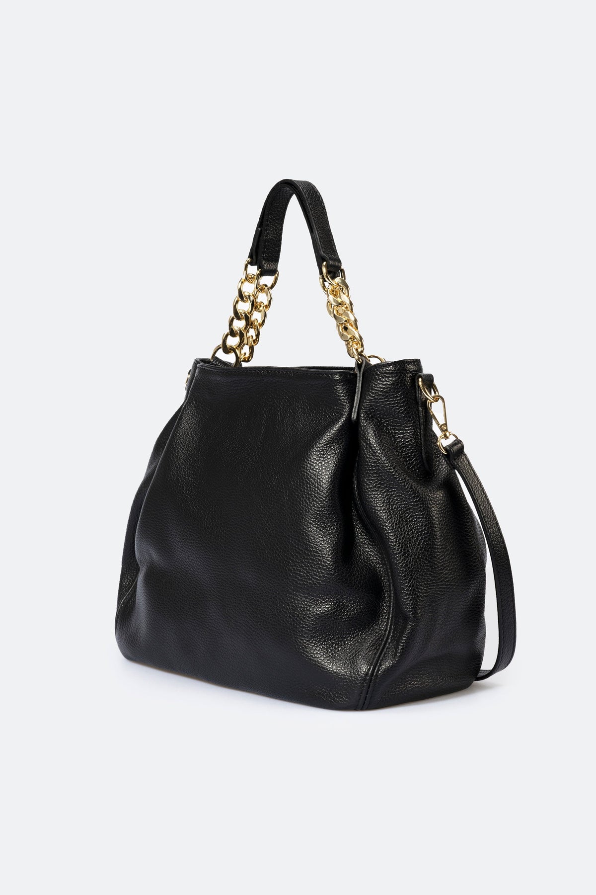 HELEN Leather Shoulder Bag - Black