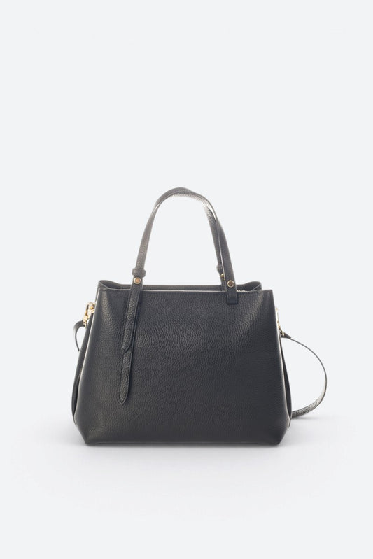 ORIETTA Leather Top Handle Bag - Black