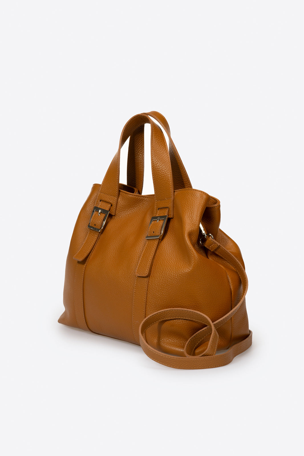 PIPER Leather Top Handle Bag - Cuoio