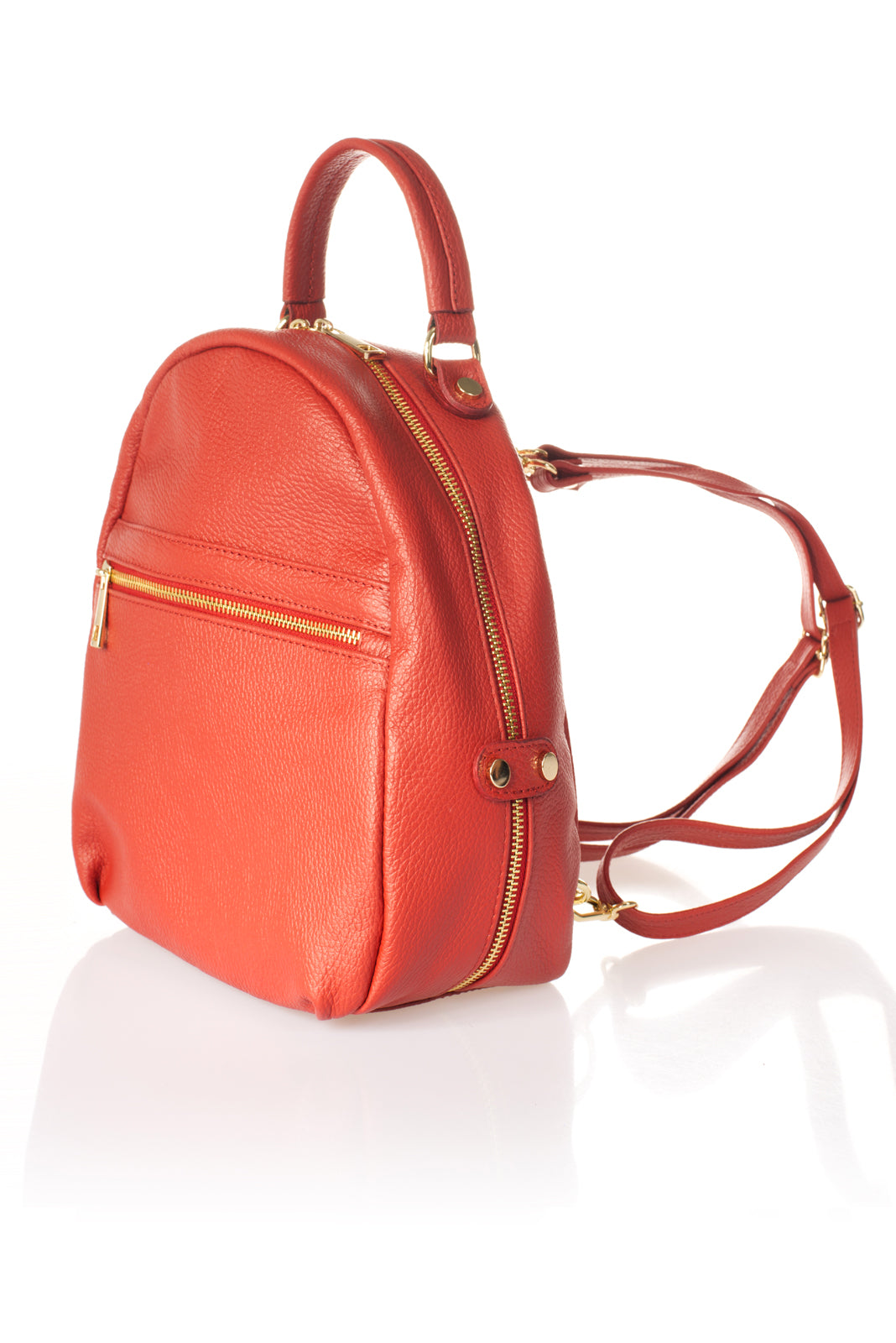 Leather Bucket Bag 5384 - Red