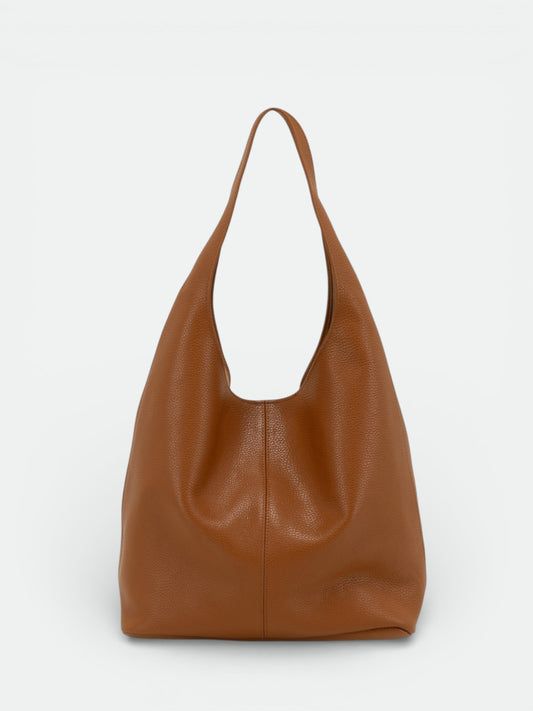NADIA Leather Top Handle Bag - Cognac
