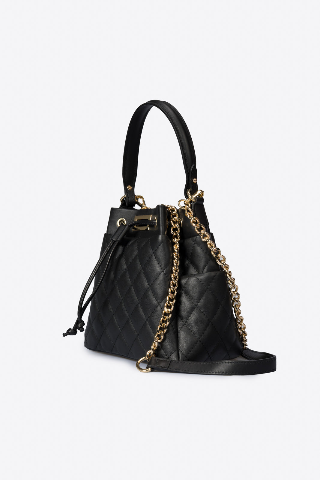 TILLY SMALL Leather Top Handle Bag - Black