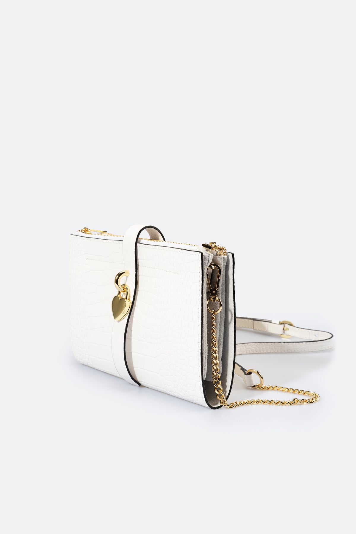 Leather Crossbody Bag 3674 - White