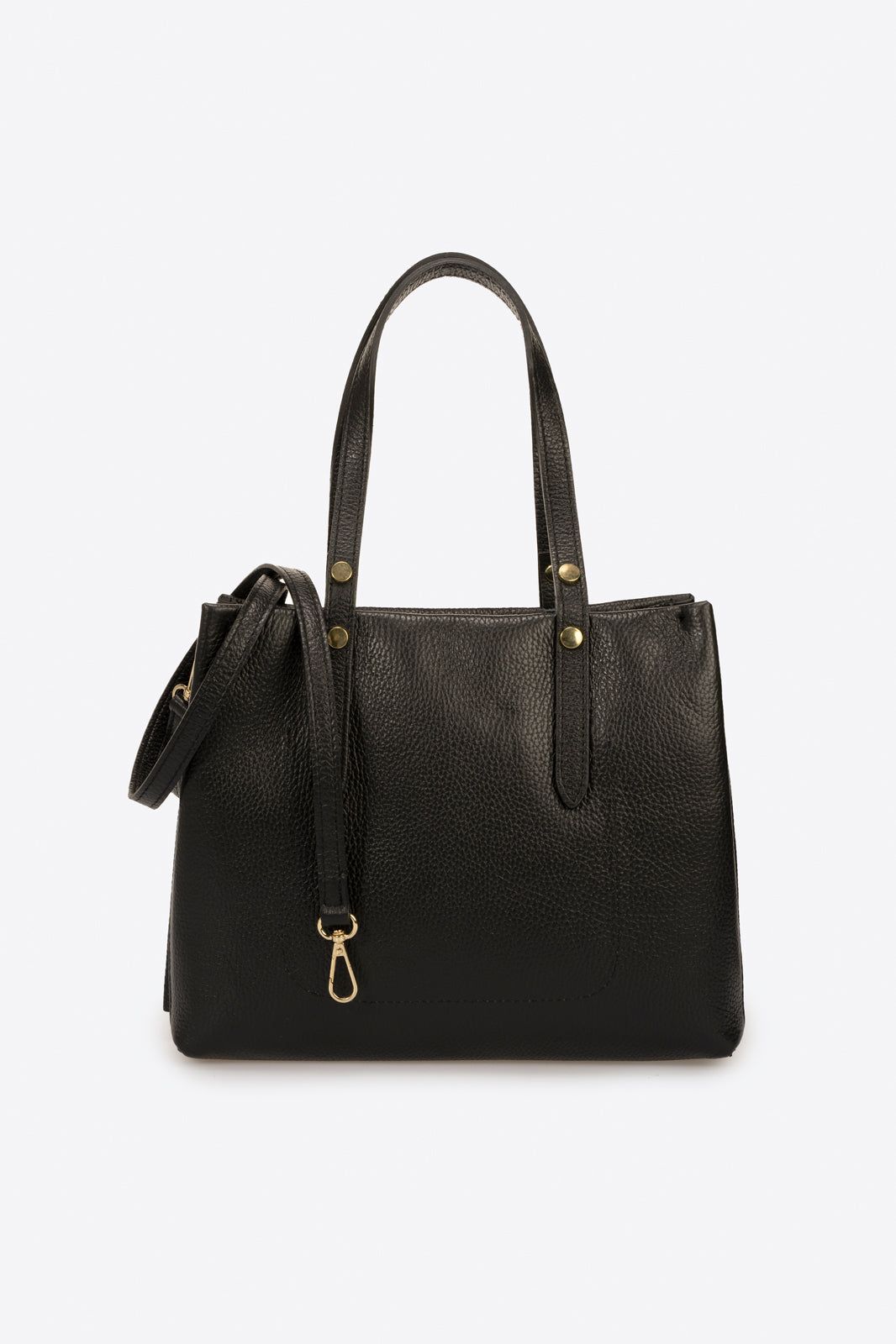 BIANCA Leather Top Handle Bag - Black
