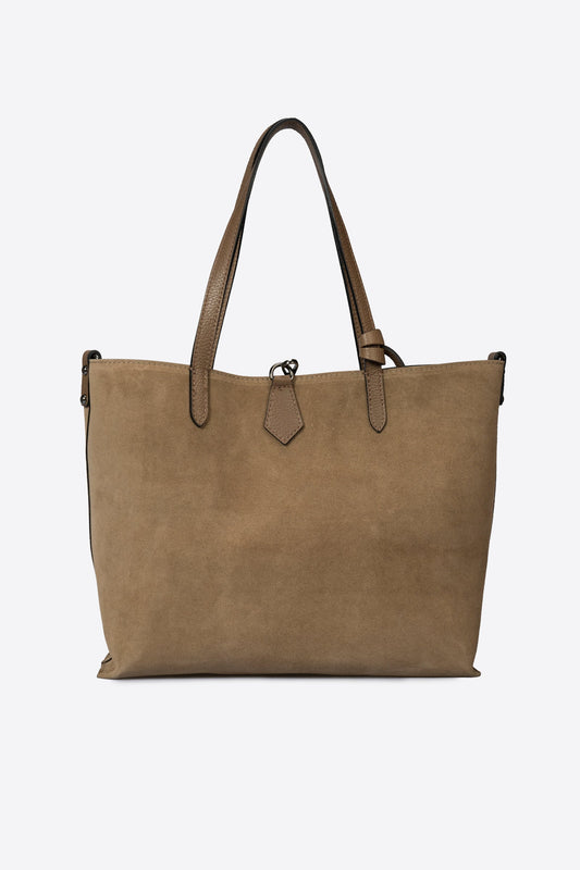MABEL Leather Tote Bag - Taupe